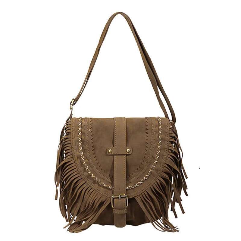 New Handheld Handmade Tassel Women's Retro Saddle Fashion Trend Single Shoulder Small Crossbody Bag