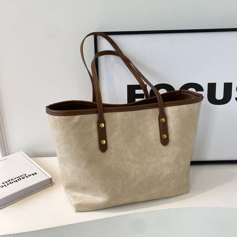 Simple casual large capacity women 2024 new versatile and high-end single shoulder for work commuting tote bag