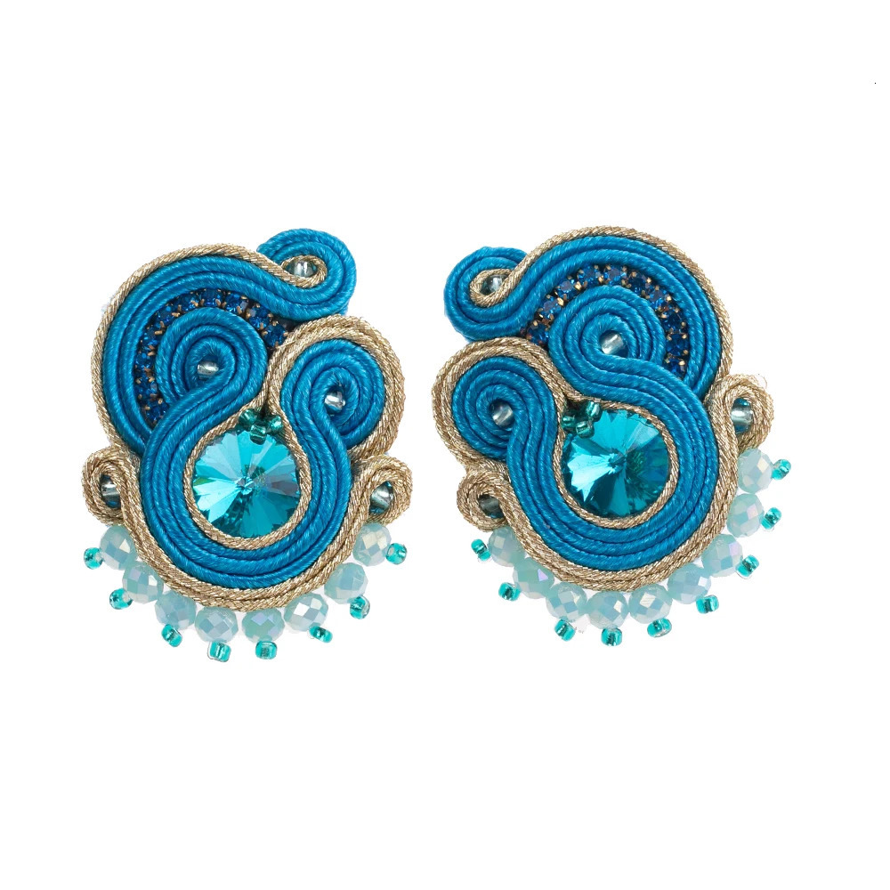 Fashion Soutache earrings for women woven jewelry handmade stud earrings crystal bohemian fashion elegant womens gifts 241209