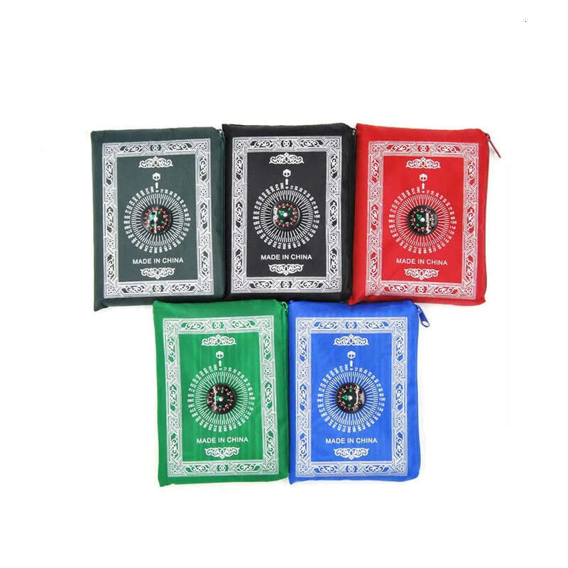 Muslim Prayer Carpets Rug Polyester Portable Braided Mats Simply Print With Compass P0823