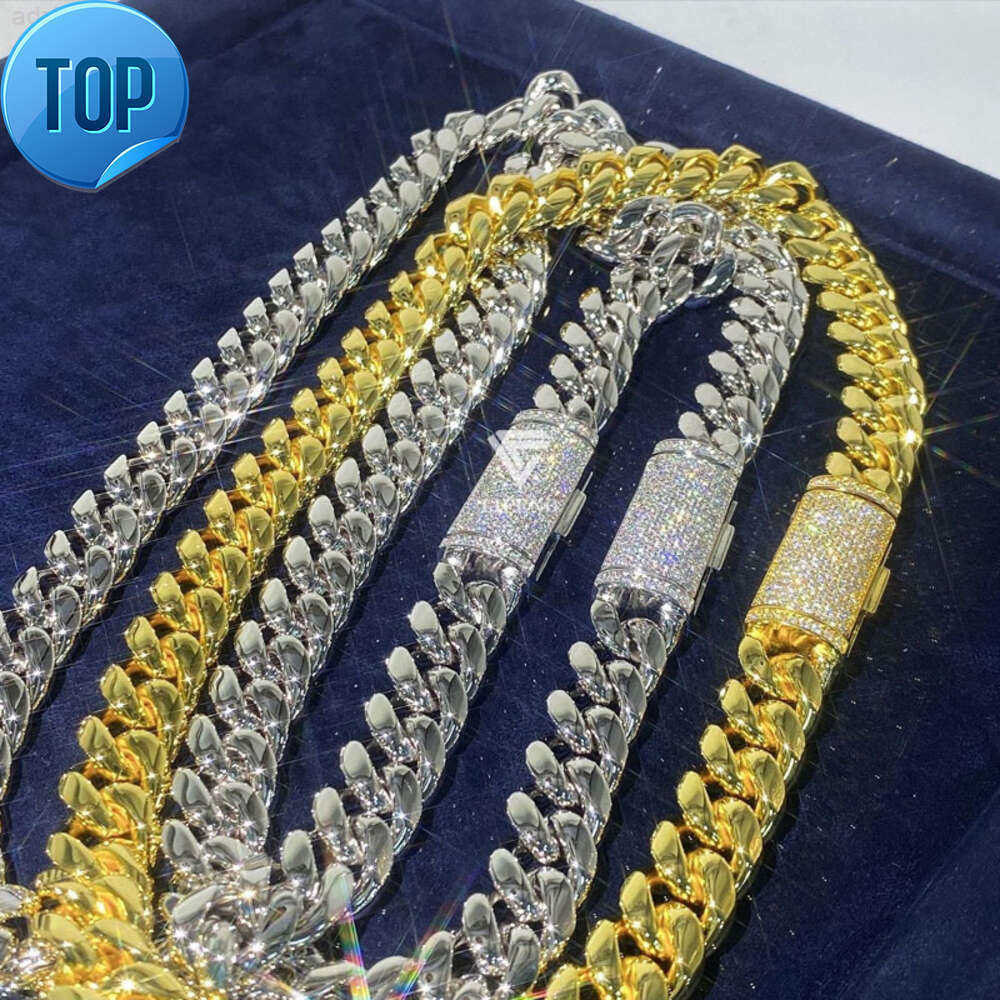 Lifeng Jewelry Hiphop 14mm 14k Gold Plain Chain Custom Moissanite Button Miami Cuban k Necklace