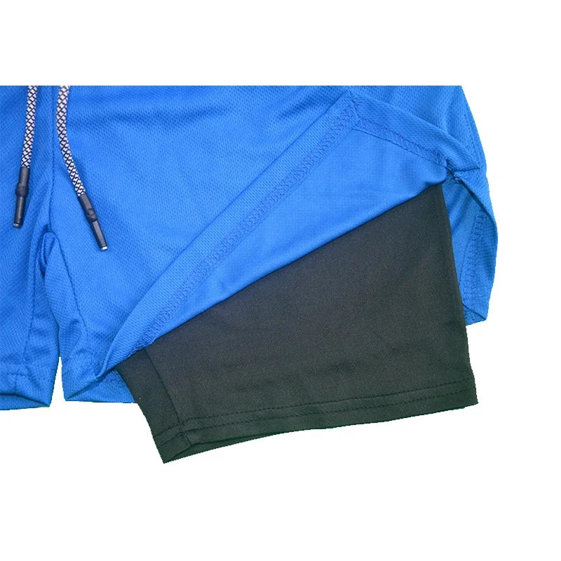 Mens 2-in-1 double-layer sports shorts casual gym workout tight shorts jogging net fast drying sportswear summer 241209