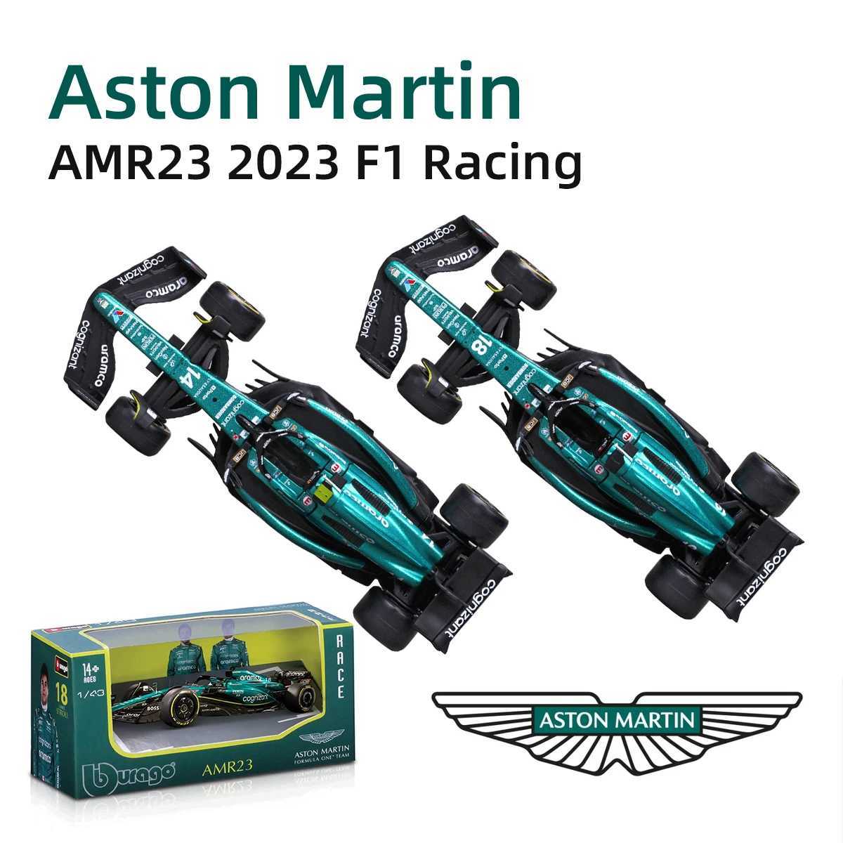 Bburago 1 43 2023 Aston Martin AMR23 F1 Formula Car Die Casting Vehicle Collection Model Racing Toy X241209