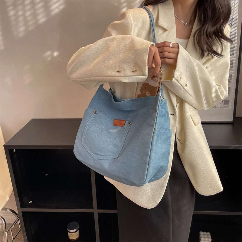 Designer's bag Denim Leisure Time High-capacity Women's Bags Autumn New Retro Style The Single Shoulder Simplicity Versatile Tote Bag