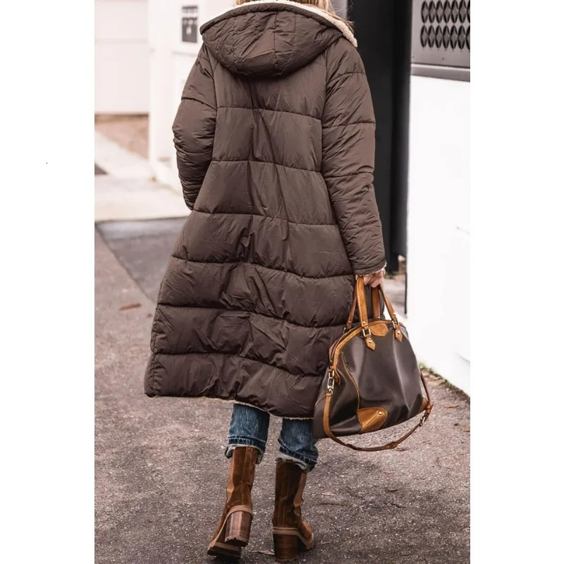 Winter wool Parkas solid color hooded cotton dress jacket long sleeved doublesided cardigan 241212