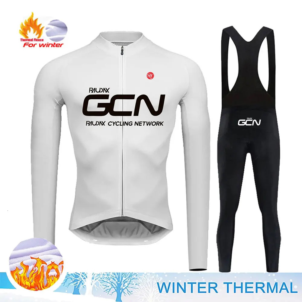 Raudax GCN cycling team winter long sleeved cycling clothing mens wool cycling jersey set mountain road cycling uniform 241209