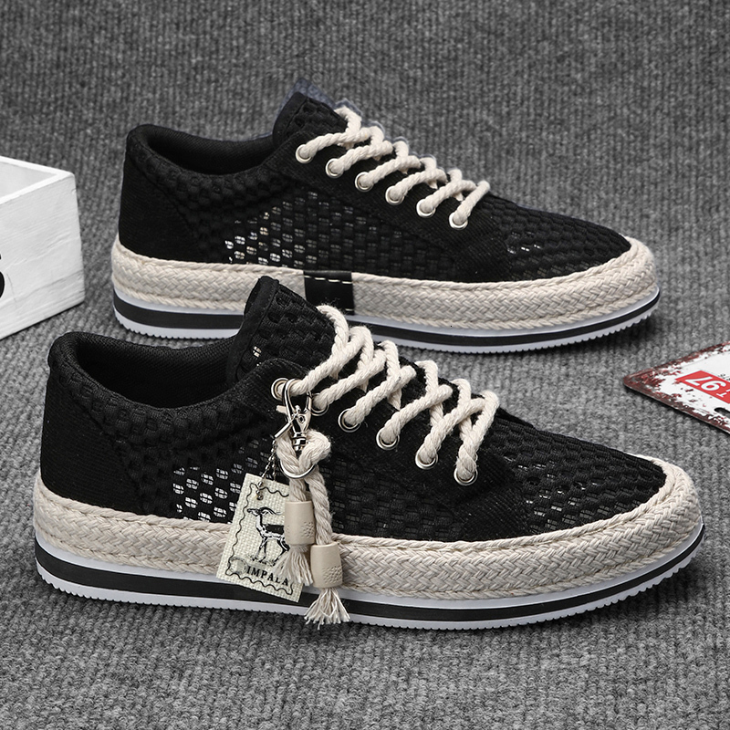 2025 New Designer Straw Fisherman Rope Buckle Decorative Outdoor Breathable Mesh Sports Academy Youth Men's Fashion Shoes