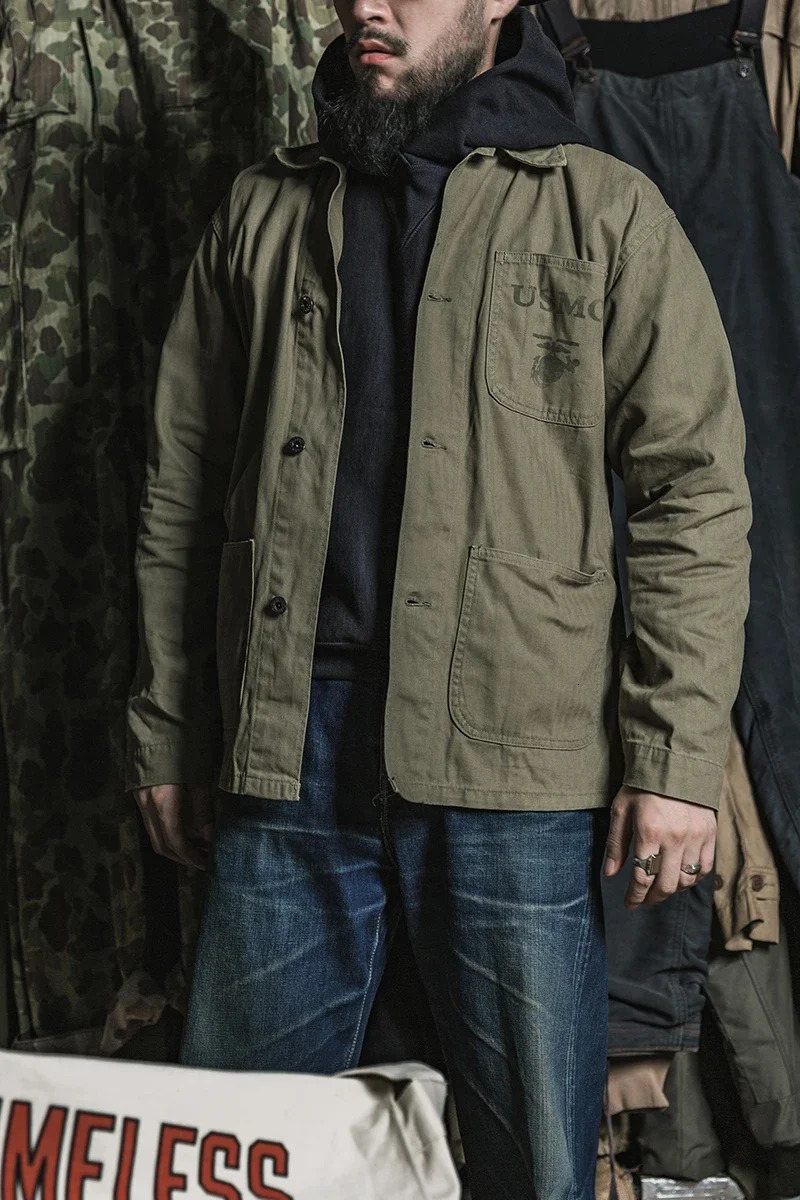 Bronson USMC P41 HBT Unifrom Pacific War Utility Combat Jacket For Men Army Green 241209