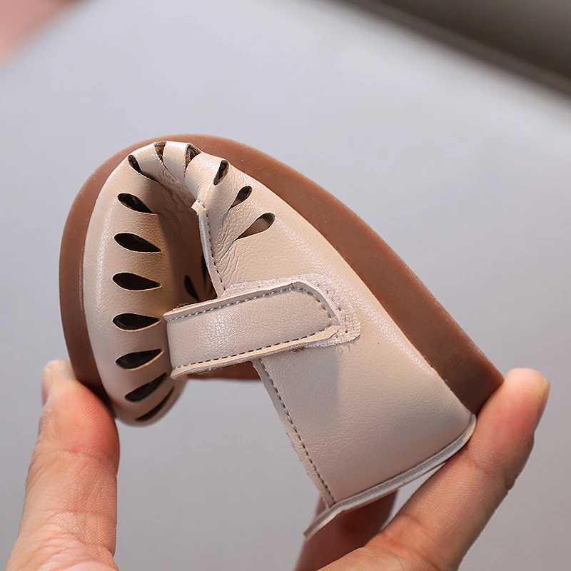 Summer Girl Sandals Hollow-out Matte Pu Leather Children Sliders 22-31 Toddler Breathable Cover Toe Slish Kids Flat ShoesXJ241209