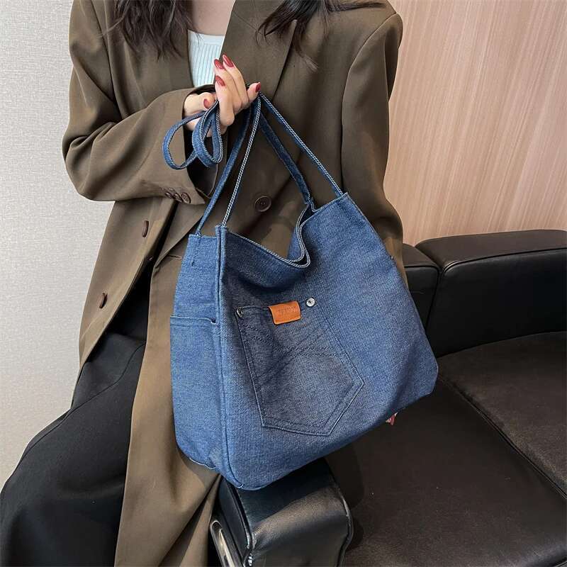 Designer's bag Denim Leisure Time High-capacity Women's Bags Autumn New Retro Style The Single Shoulder Simplicity Versatile Tote Bag