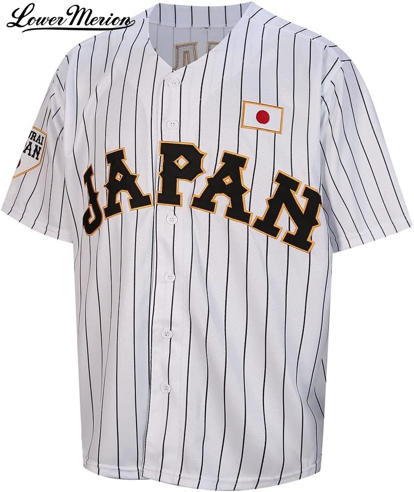 Mens Ohtani 16 ed Japan Baseball Jerseys White Black Pinstriped Shirts Free shipping