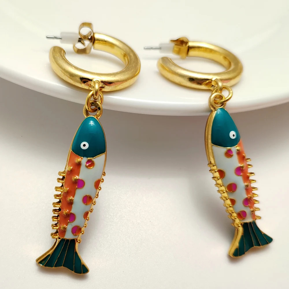 Womens Earrings Bohemian 2025 Trend Devil Killer Perforated Mermaid Y2k Accessories Jewelry Cute er 241209