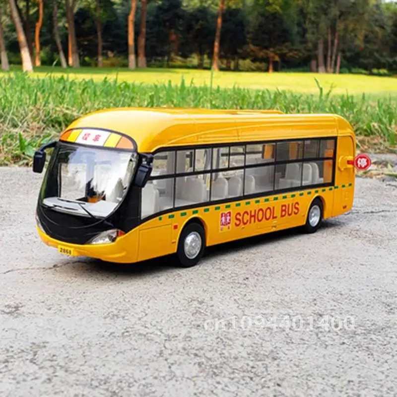 Electric tourism toys transportation buses alloy car models die-casting metal simulation toys city tourism bus models sound and light childrens toy gi