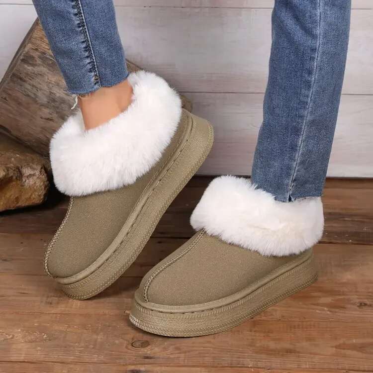 Winter Women New Thick Sole Ankle for Outdoor Elevated Comfort Warm Walking Cotton Shoes Fashion Snow Boots D68