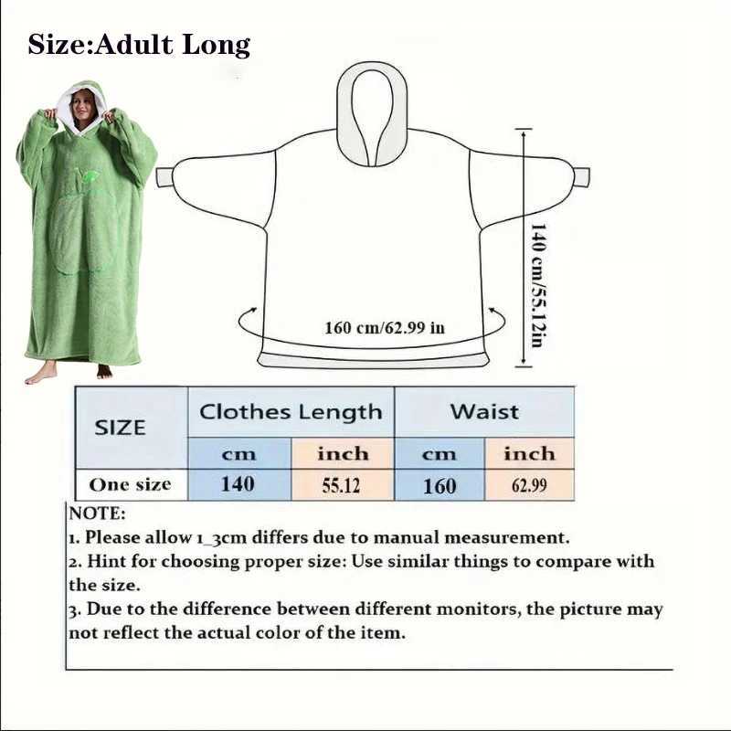 Extra Long Wearable Blankets Winter Flannel Hooded Blanket with Full Sleeves Men Women Cozy Soft Throw Adult TV BlanketXJ241210