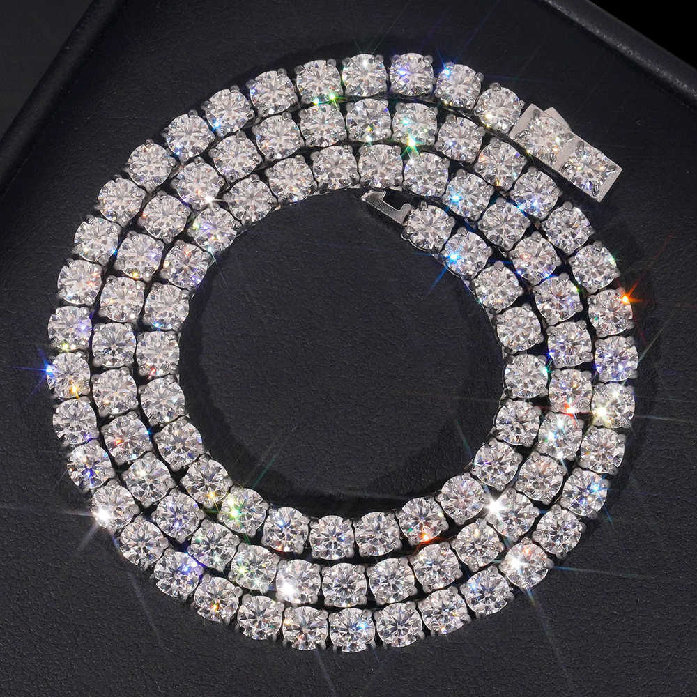 4/5mm Pass Diamond Tester Hip Hop Jewelry VVS D Color Shiny Men 316L Stainless Steel Moissanite Tennis Chain Link Necklace