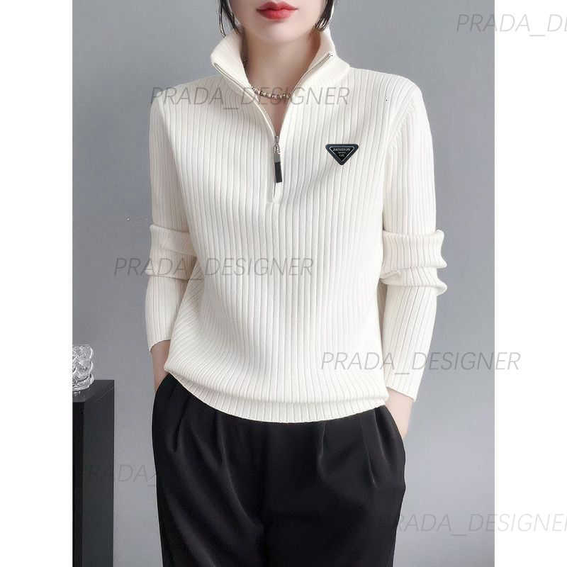 Women's Sweaters Designer Knitted tops Autumn and winter half cardigan stand up collar zipper inner sweater fashion new knitted sweater pullover top for women