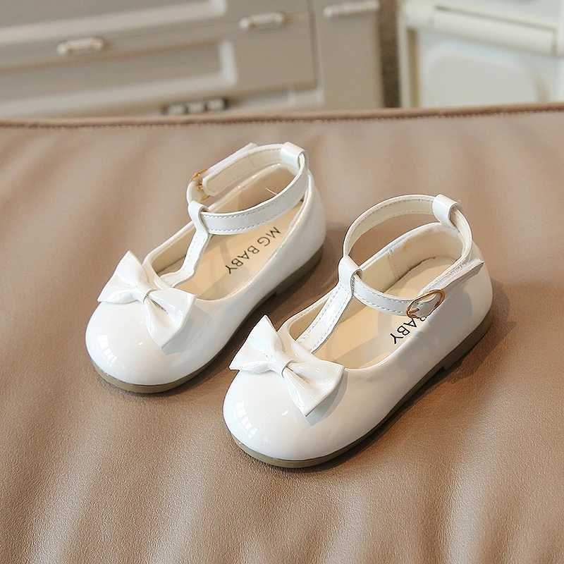 Newest Spring Autumn Baby Girls Fashion Patent Leather Big Bow Princess Mary Janes Par Shoes Solid Color Student Flats ShoesXJ241209