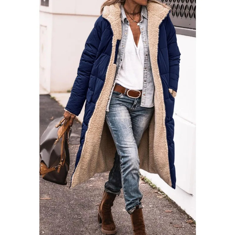 Winter wool Parkas solid color hooded cotton dress jacket long sleeved doublesided cardigan 241212