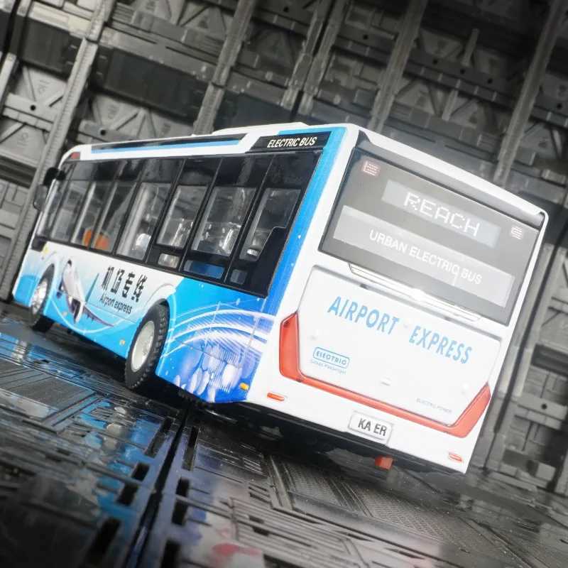 New Energy Bus Alloy Bus Model Public Transportation Childrens Toys Sliding Sound and Light Toys Airport Bus Door Opening X241209