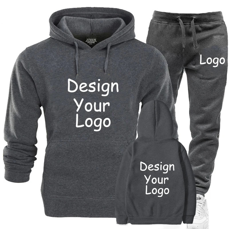 Customized Printing Mens Hoodie Set Womens Loose Casual Pants Hoodie Zipper Sportswear Clothing 241205