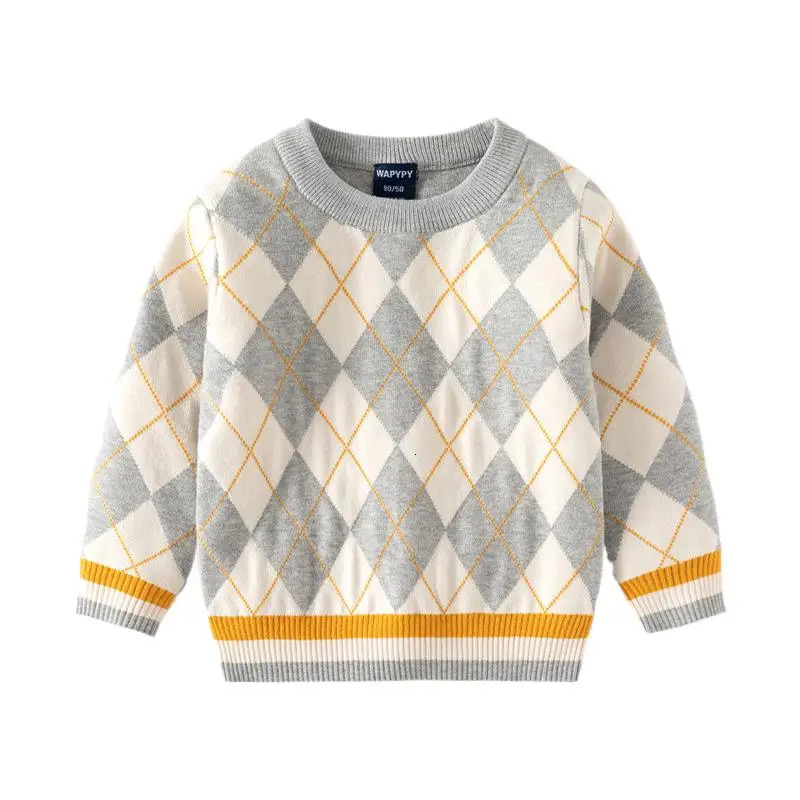 Autumn Winter Childrens Boys Sweater Cotton Argyle Long Sleeve Baby Boys Zipper Comparison Loose Thick Warm Childrens Boys Sweater 241210