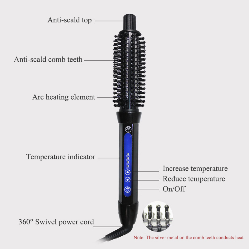 2 In 1 Professional Ceramic Curler Electric Hot Comb Multifunction Brush Hair Curlers Roller Styg Tool Curg Iron