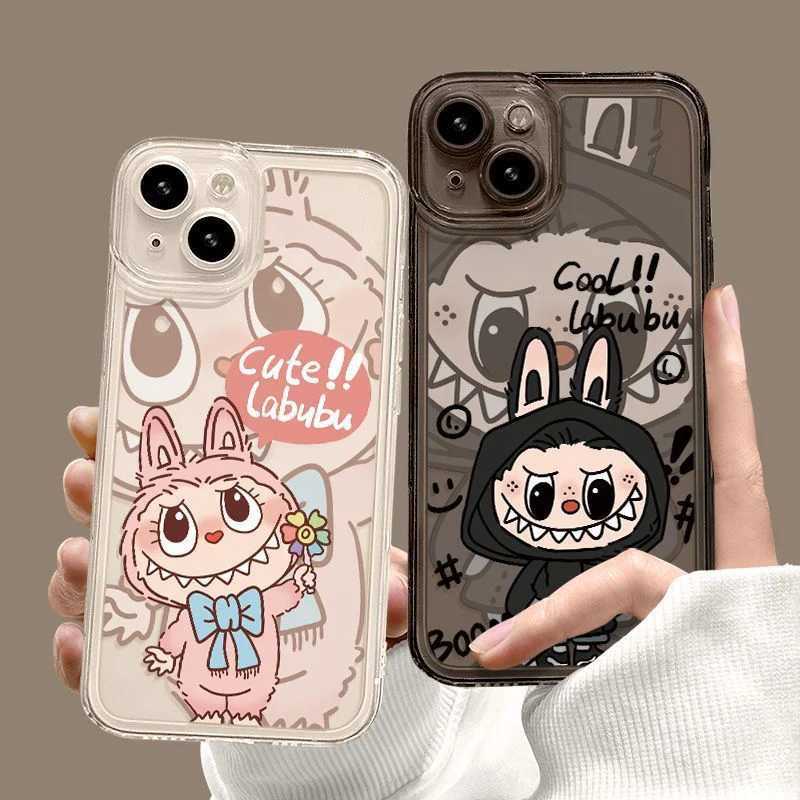 High Quality Labubu Zimomo Couple Phone Case Suitable for iPhone 16 11 13 14 15 Pro Max Mini XSM XR 7 8 Plus Kawaii Cute Cartoon Animal Doll Cover O24