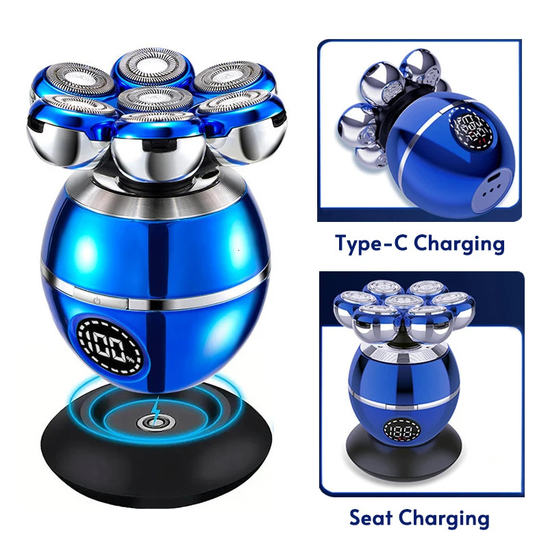 Newest 5-In-1 Shaver 7D Ating Cutter Head Bald Hair Clipper Wireless Charging Men Nose Trimmer Electric Beard Razor