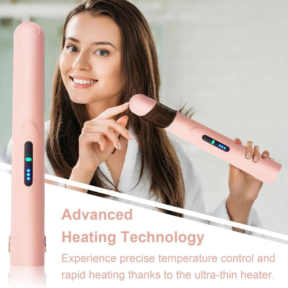 Wireless Hair Curler Large Capacity Battery Hair Curler Fast Heating Wireless Usb Rechargeable Mini Curling Iron for Womens 241209