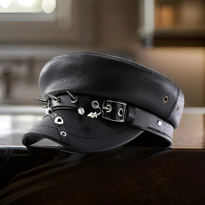 Gothic Painter Hat Flat Hat UK Date Pography Beret Cabbie Headwear Painter Hat Rivet Hat 241209