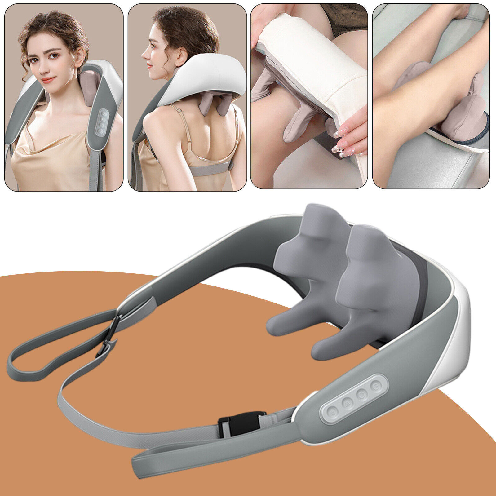 Neck Shiatsu And Back Massager With Soothing Heat Wireless Electric Deep Tissue 5D Kneading Pillow Shoulder Leg Body For Gift