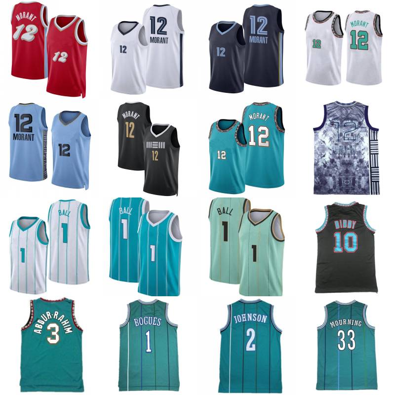 Ja Morant LaMelo Ball City Basketball Jersey Mens 10 Mike Bibby 3 Shareef Abdur-Rahim 50 Reeves Tyrone Bogues Larry Johnson Alonzo Mourning Retro Shirt