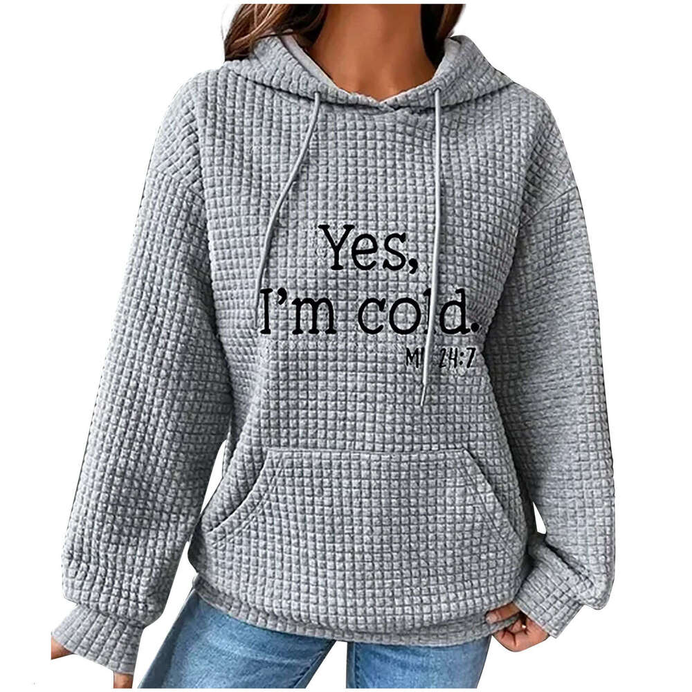 Europe The United States Plus Size Spring And Autumn New Solid Color Letter Hooded Pocket Sweatshirt