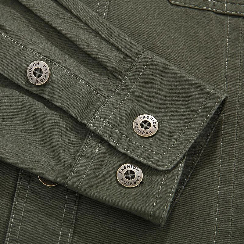 Military style mens shirt uniform 3xl 4xl 5xl 6xl Plus size large cotton UK long sleeved cargo US Army green 241209