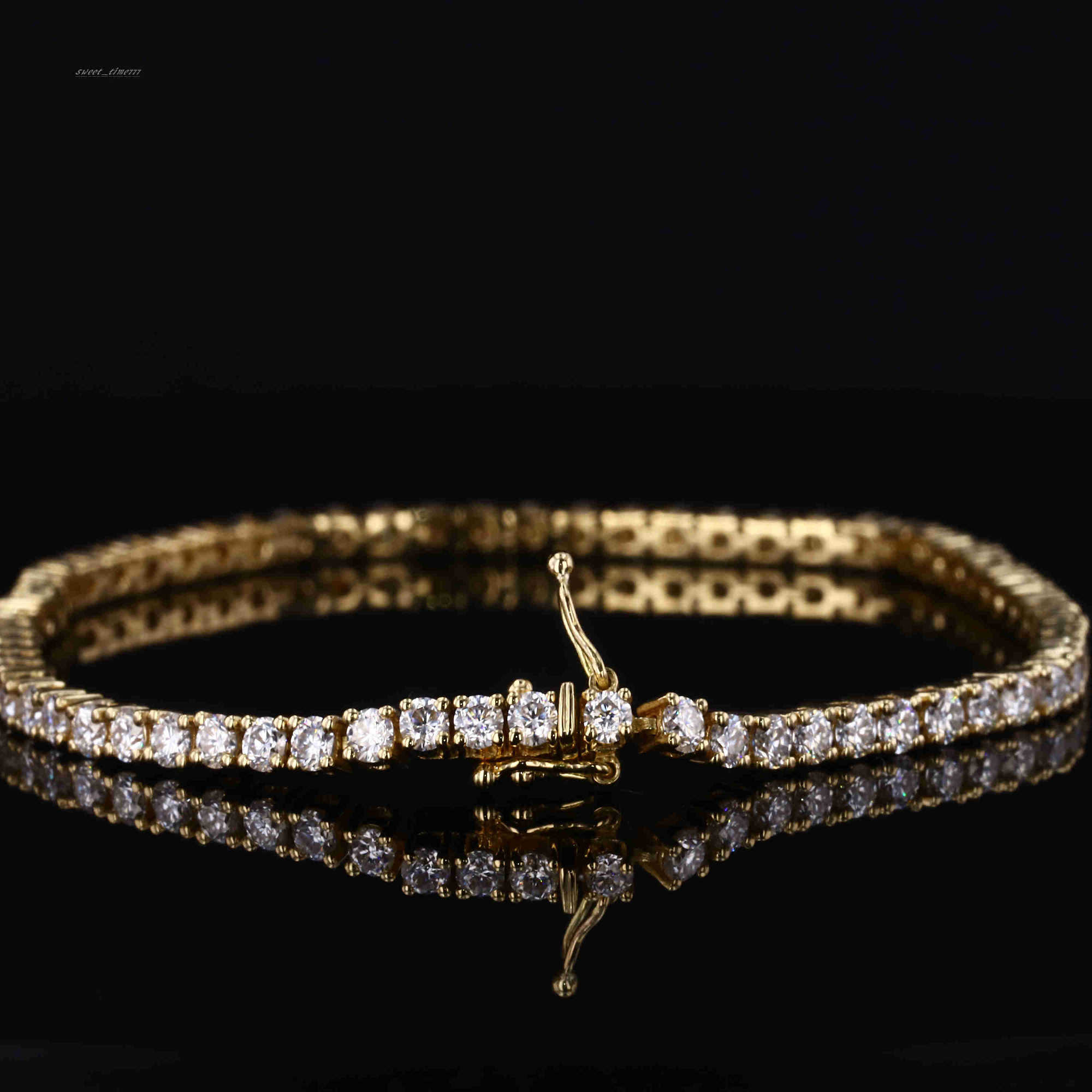 Starsgem Custom Man Women 18cm 9K solid yellow gold lab grwon Diamond Chain Link Tennis Bracelet