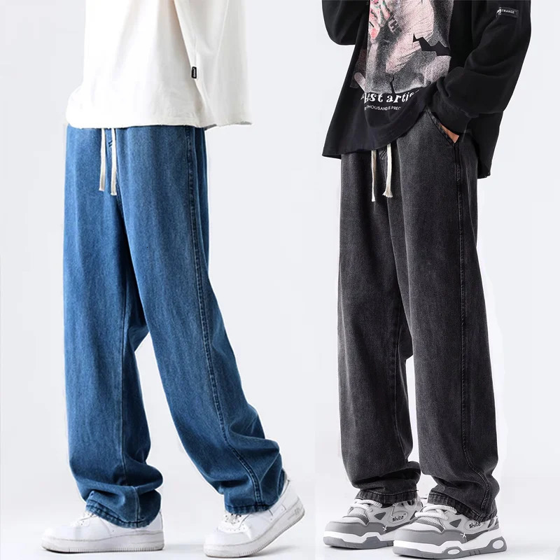 M5XL Teenage Jeans Appear Slim and Loose Fitting Casual Versatile Sportswear Pants Straight Leg Trendy 241202