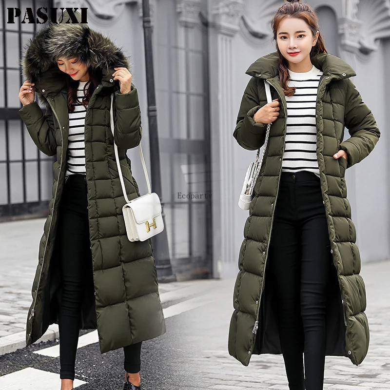 Hood Thick Padded Jacket Warm Long Duck Down Womens Winter White Wool Para Mujer Abrigo 241209