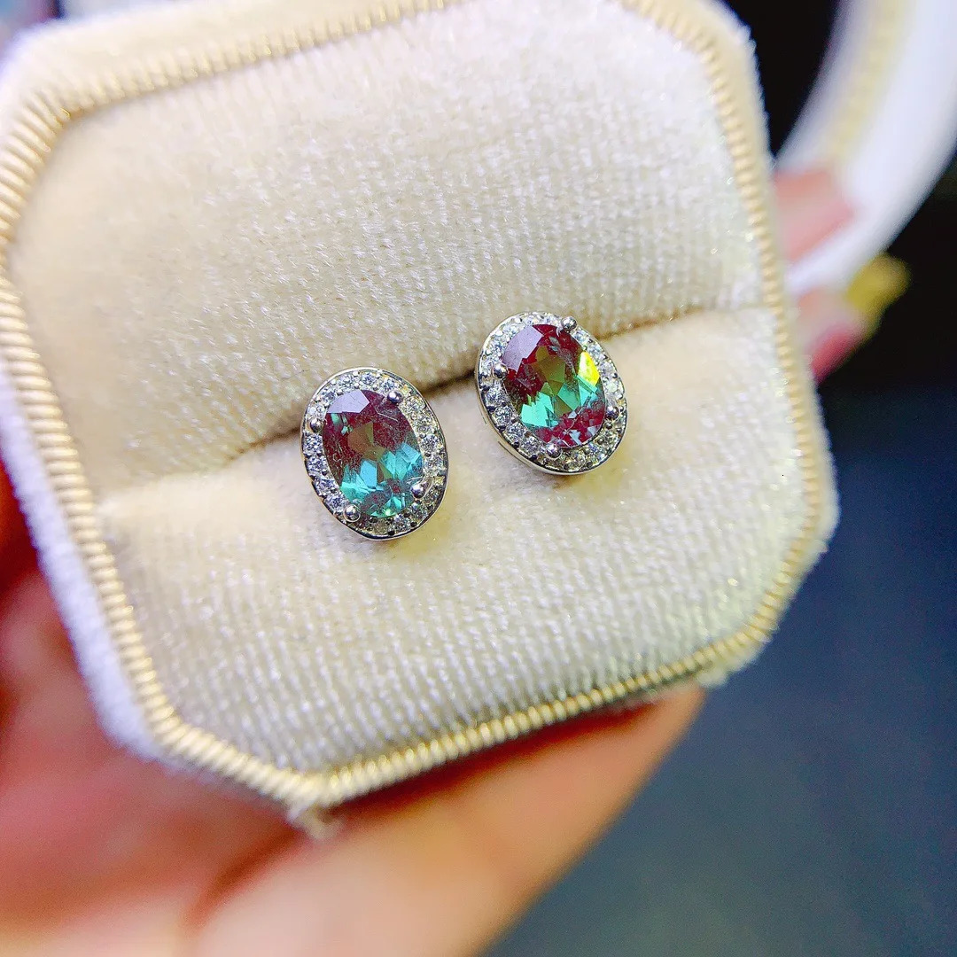 Color Change Alexander Stone Stud Earrings S925 Pure Silver Material Light Latest Classic Womens Earrings 241209