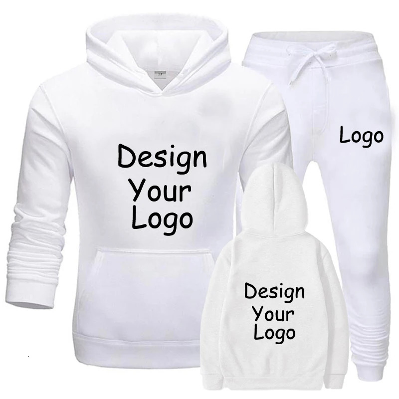 Customized Printing Mens Hoodie Set Womens Loose Casual Pants Hoodie Zipper Sportswear Clothing 241205