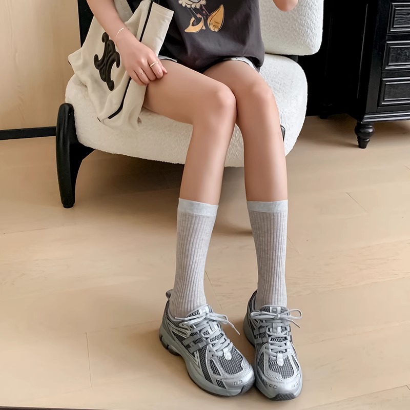 Women Sports Shoes:Simple Design Versatile Running Shoes Mesh Breathable Thick Sole Chunky Fashion Trendy Sneakers,Grey/White,Free shipping