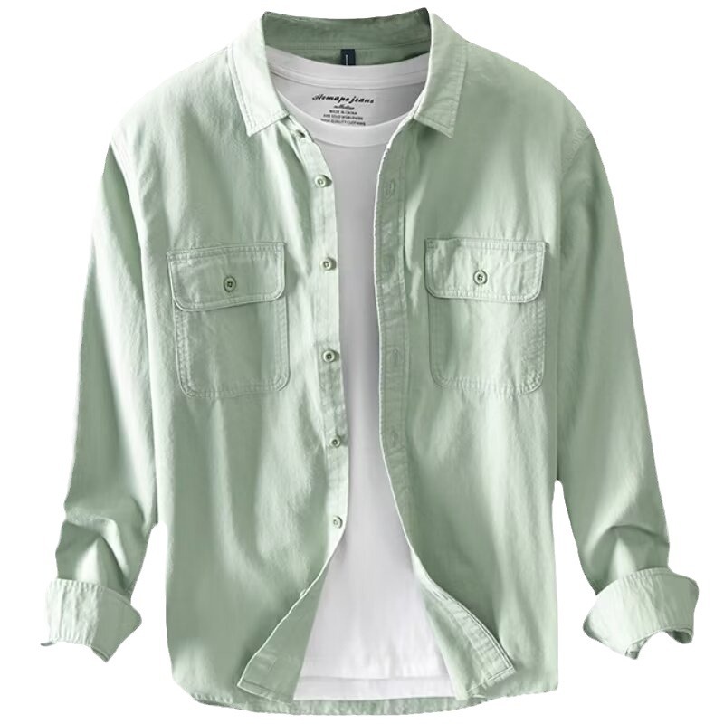 High Quality Men's Spring/Summer New Long Sleeved Cotton Linen Shirt Business Casual Loose Fitting T-Shirt Shirt Top M-3XL