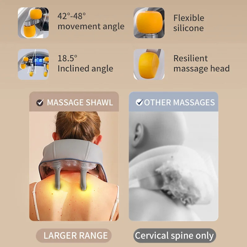 Electric Massager Wireless Health Care Neck Shoulder Kneading 3D Pillow Cervical Back Muscle Rela Massage Shawl