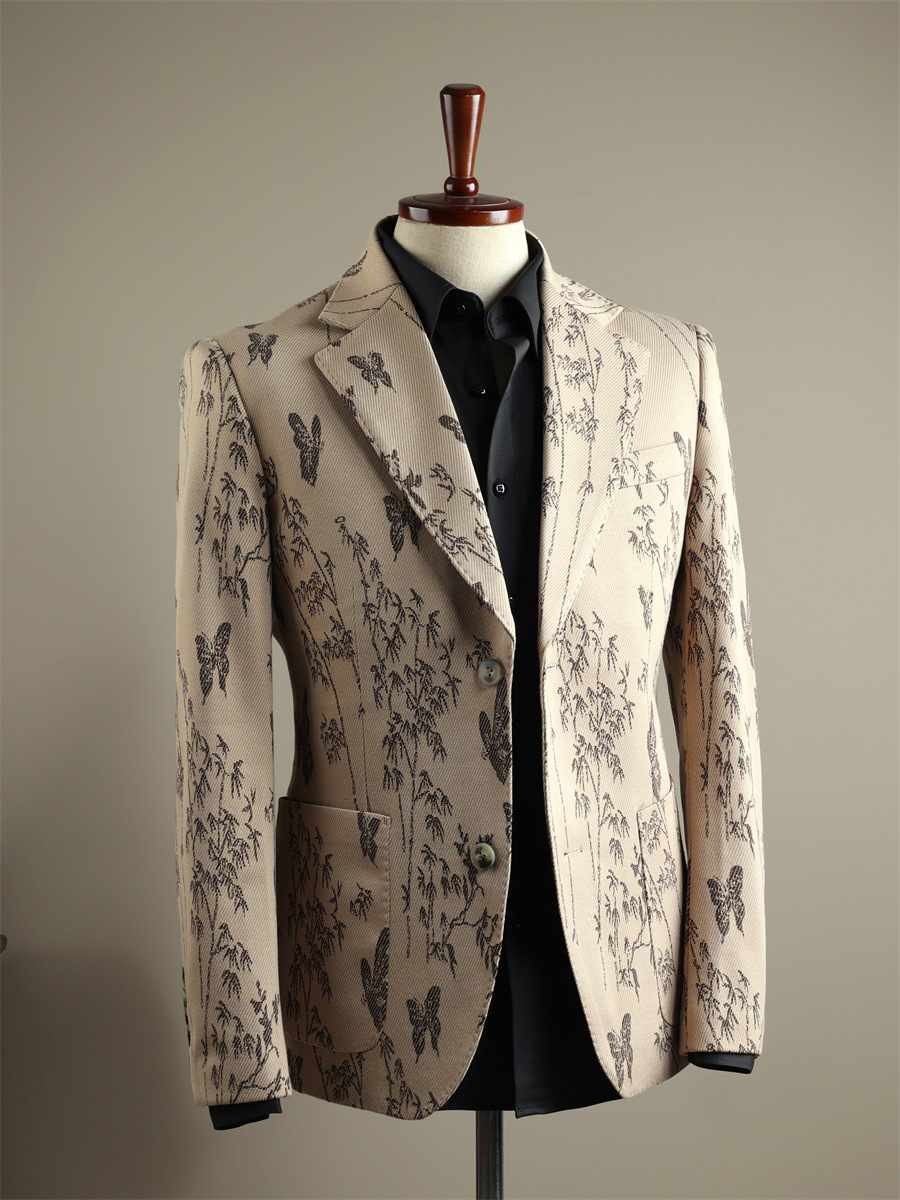 K679 Men's Printed Two-Piece Suit - Large Size jacket