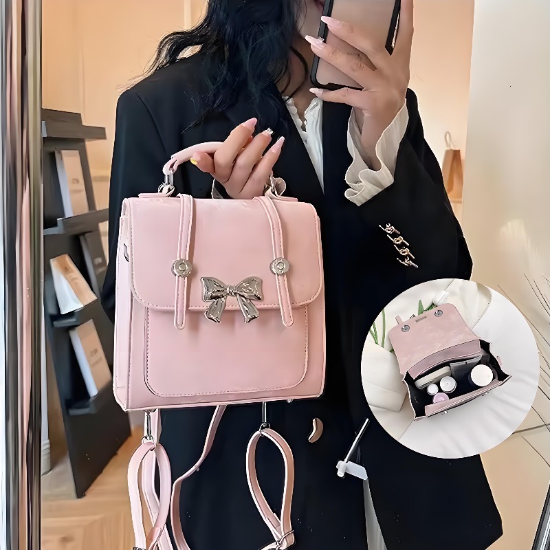 New casual backpack for women new bow decoration fashion shoulder bag college style portable minimalist design handbag bag
