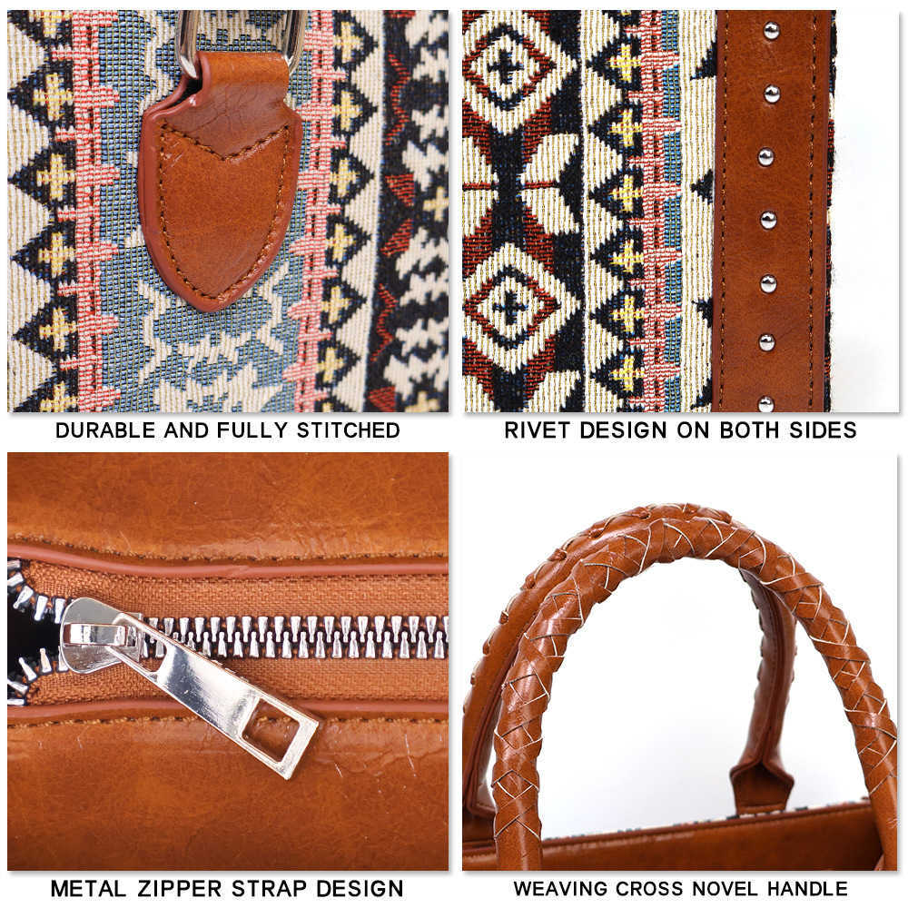 Women's bag printed handbag large capacity single shoulder cotton linen tote bag Bohemian bag 241215