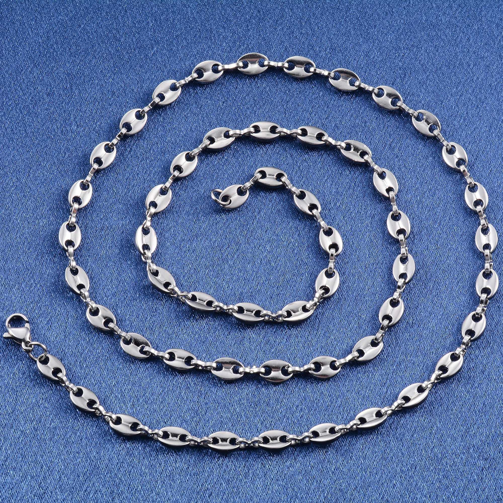 Handmade necklaces coffee bean chains stainless steel jewelry accessories mens necklaces DIY gifts Y241123