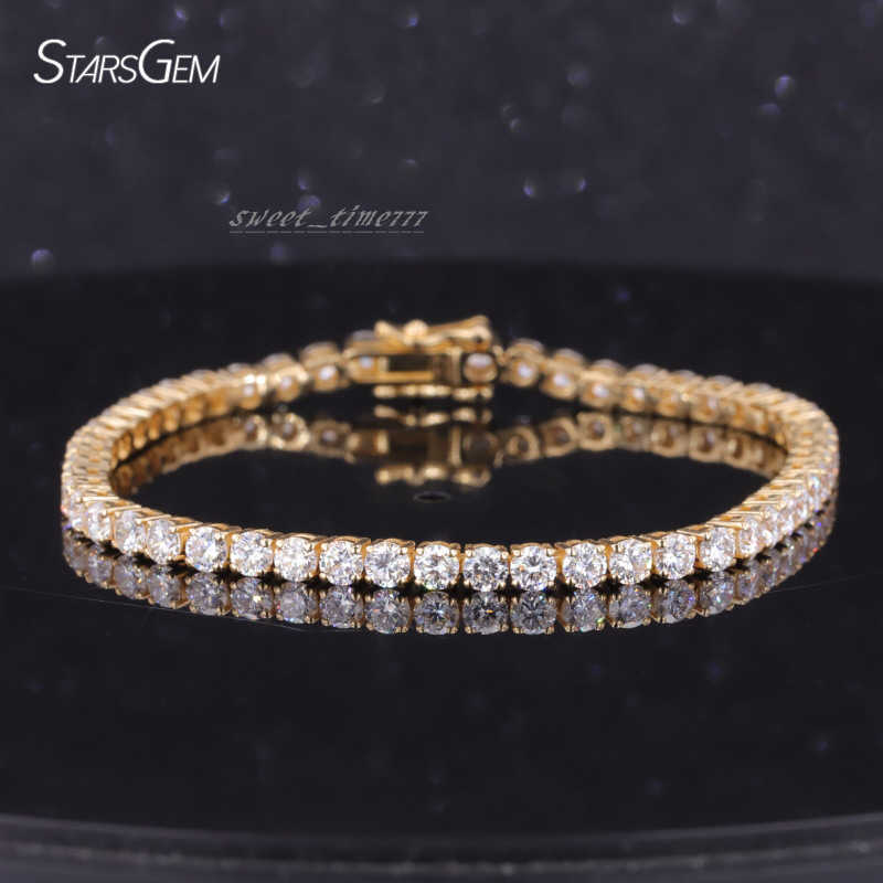 Starsgem Women Jewelry 14K Solid Gold Lab Grown Diamond Link Chain Tennis Bracelet