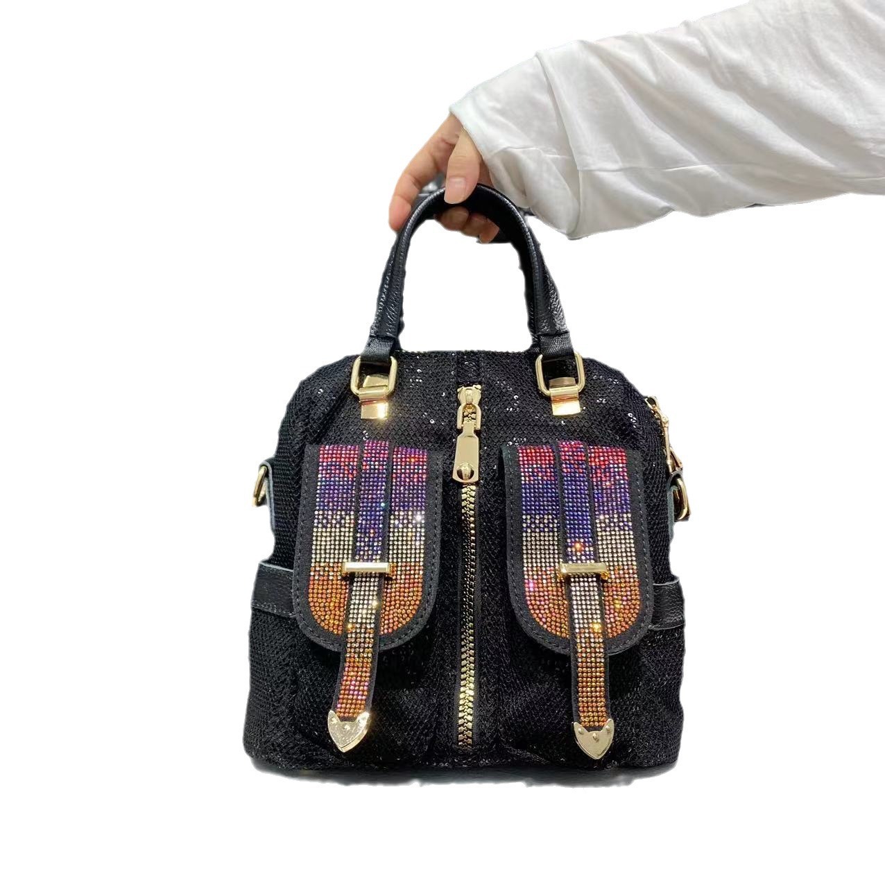 2025 NEW Evening Bags Female Big Capacity Vegan Leather Shiny Paillette Rivet Laptop Work Hobo Pouch Bag uri Designer Commuter Slouchy hurenlakeshoes