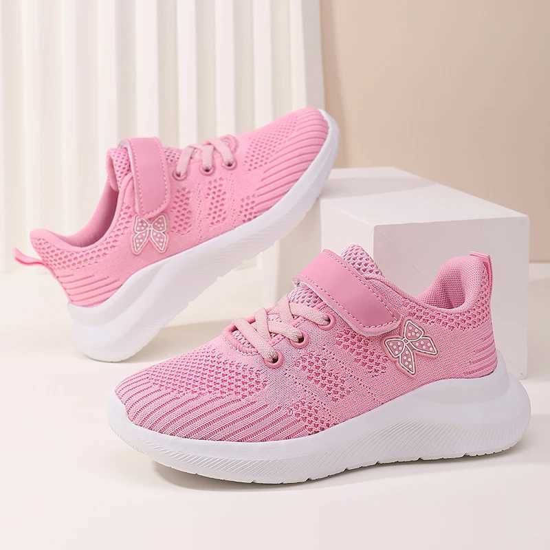 Tennis Shoes Slip On Girls Casual Running Shoes Woven Breathable with Soft Soled Sports Hook-Loop Outdoor ShoesXJ241209